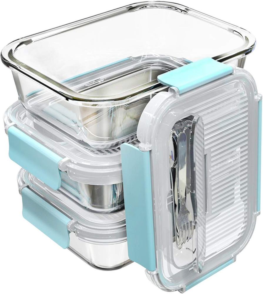 Large Glass Food Storage Containers with Secure Locks – Bento Box Lunch Boxes