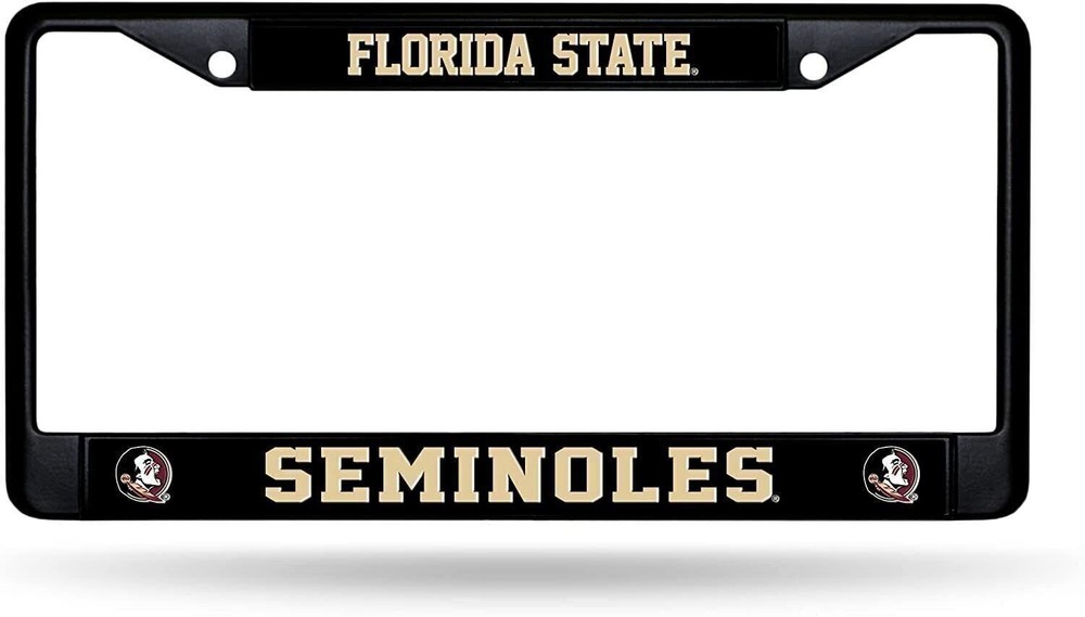 Florida State University Seminoles Black Metal License Plate Frame Chrome Tag...
