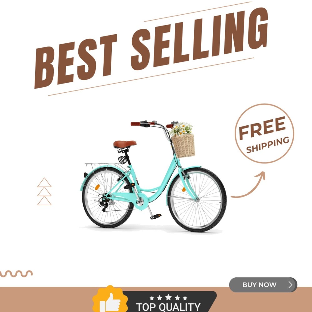 24 & 26 Inch Women's Beach Cruiser Bike - Easy Assembly Carbon Steel Frame