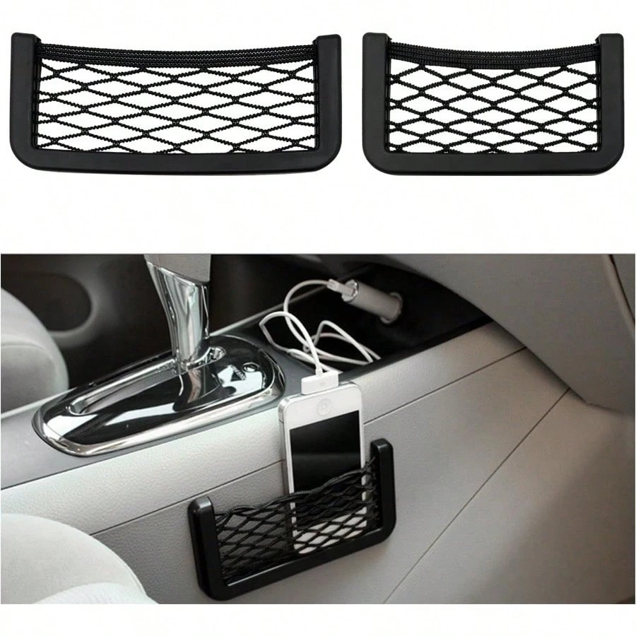 2-Pack Universal Car Seat Side Storage Nets with Double-Sided Design