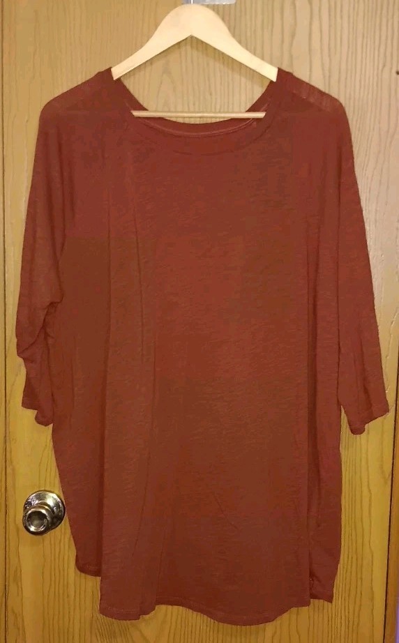 Torrid Super Soft Slub Jersey Shirt Womens Size 4XL Heather Rust Red 3/4 Sleeve