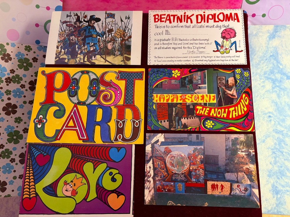 LOT 6 Df’t VTG 60s Beat Hippie Counterculture Flower Power Psychedelic Postcards