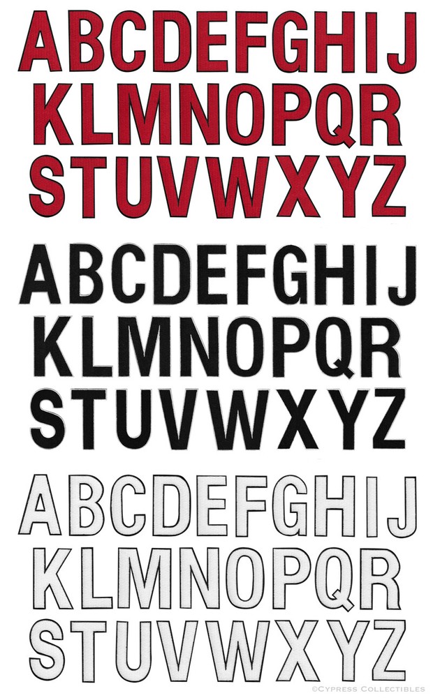 ALPHABET LETTERS embroidered iron-on PATCH APPLIQUE - CHOOSE BLACK, RED or WHITE