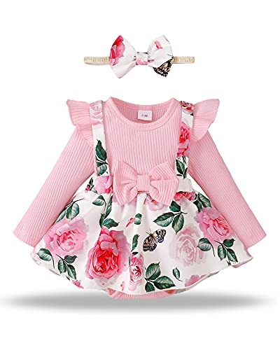 Baby Girl Clothes Infant Newborn Dress Romper Winter Spring 0-3 Months Pink