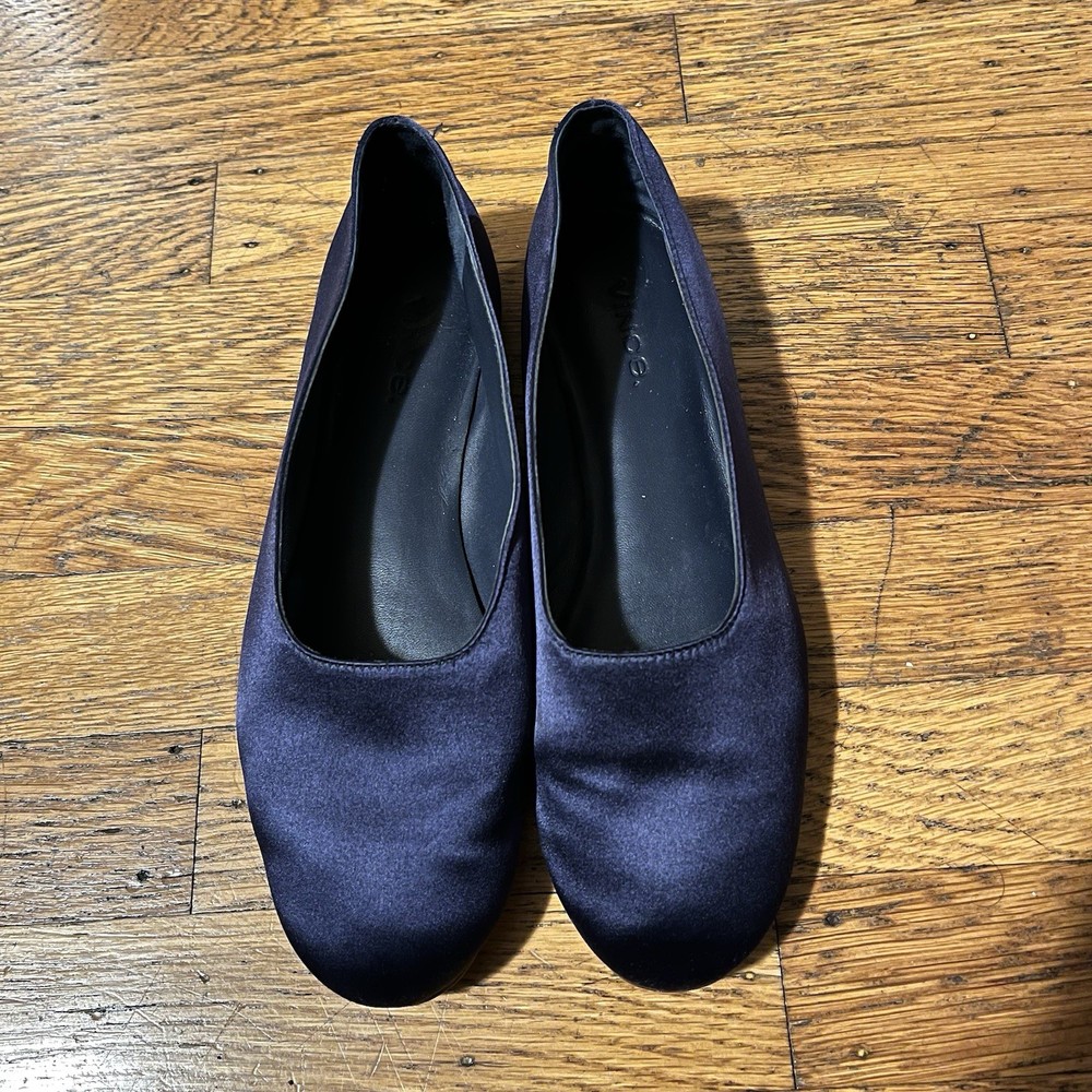Vince Navy Satin Ballet Flats Size 6