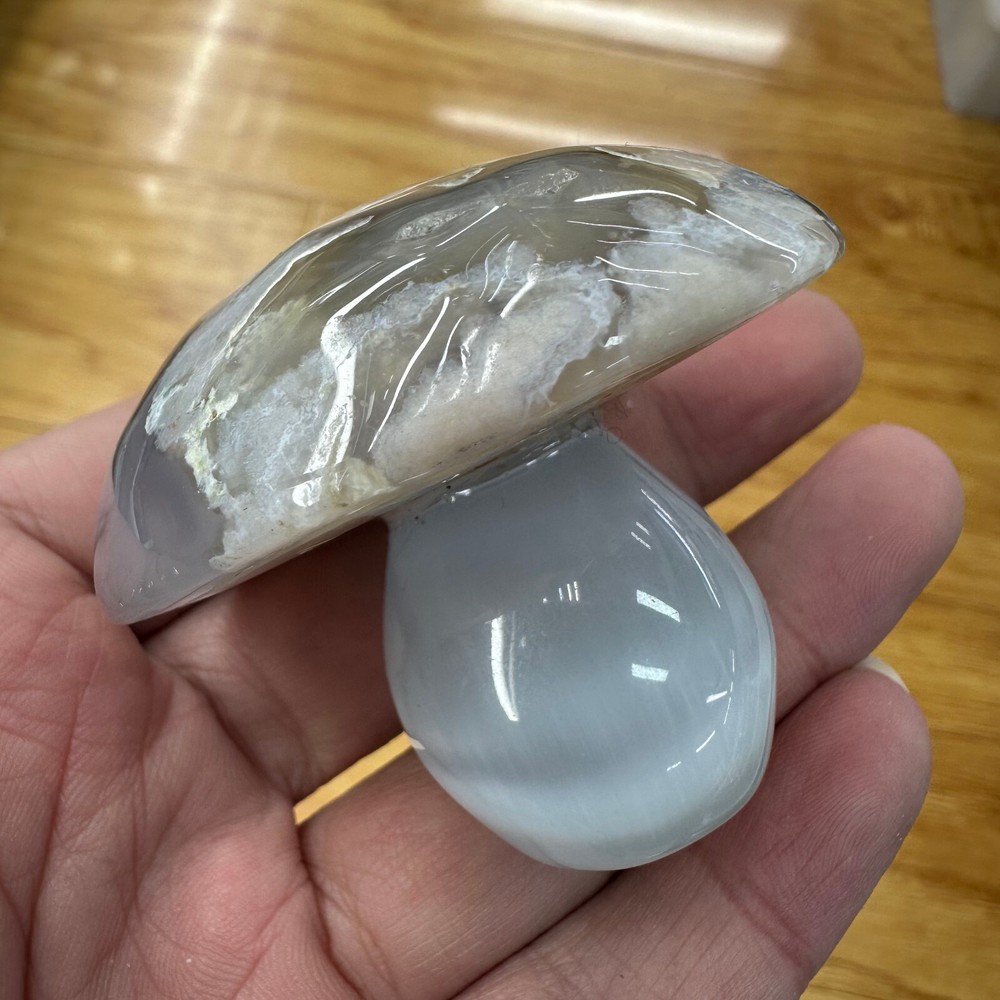 Natural Sakura Agate Mushroom Quartz Skull Crystal for Reiki Healing 1pc