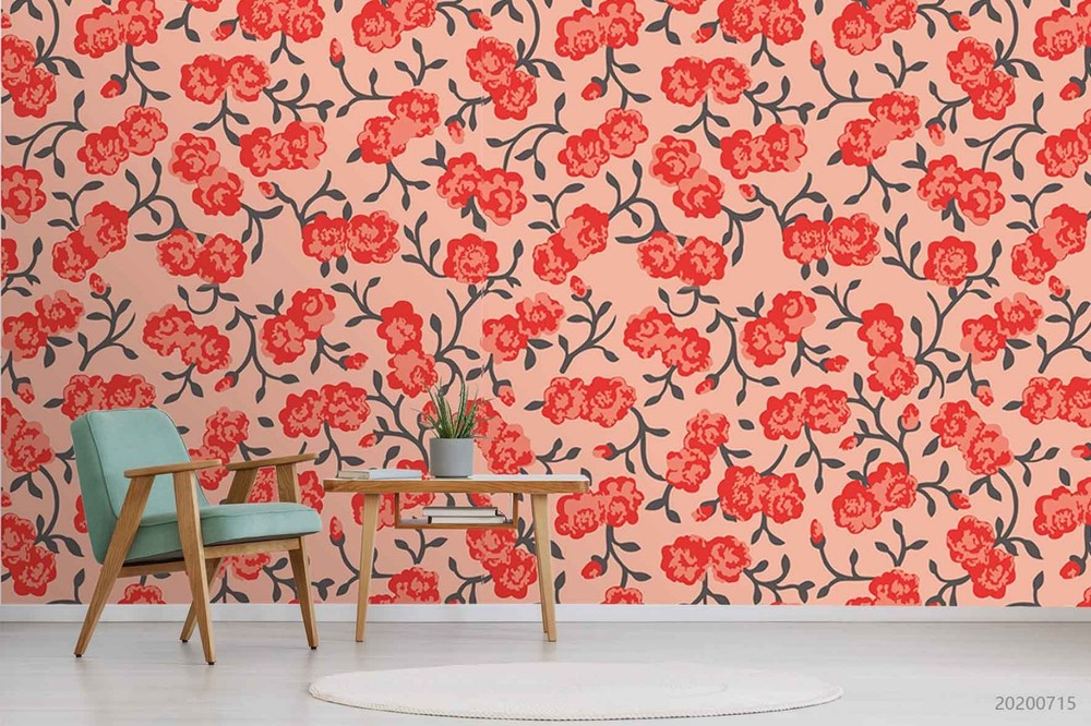 3D Flowers Flora Watercolor Pattern Wall Murals Wallpaper Murals Wall Sticker 4
