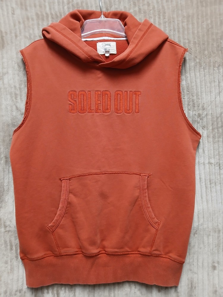 Soled Out Sleeveless Hoodie Sz L Rust, Sneaker Skateboard Sports 100% Cotton
