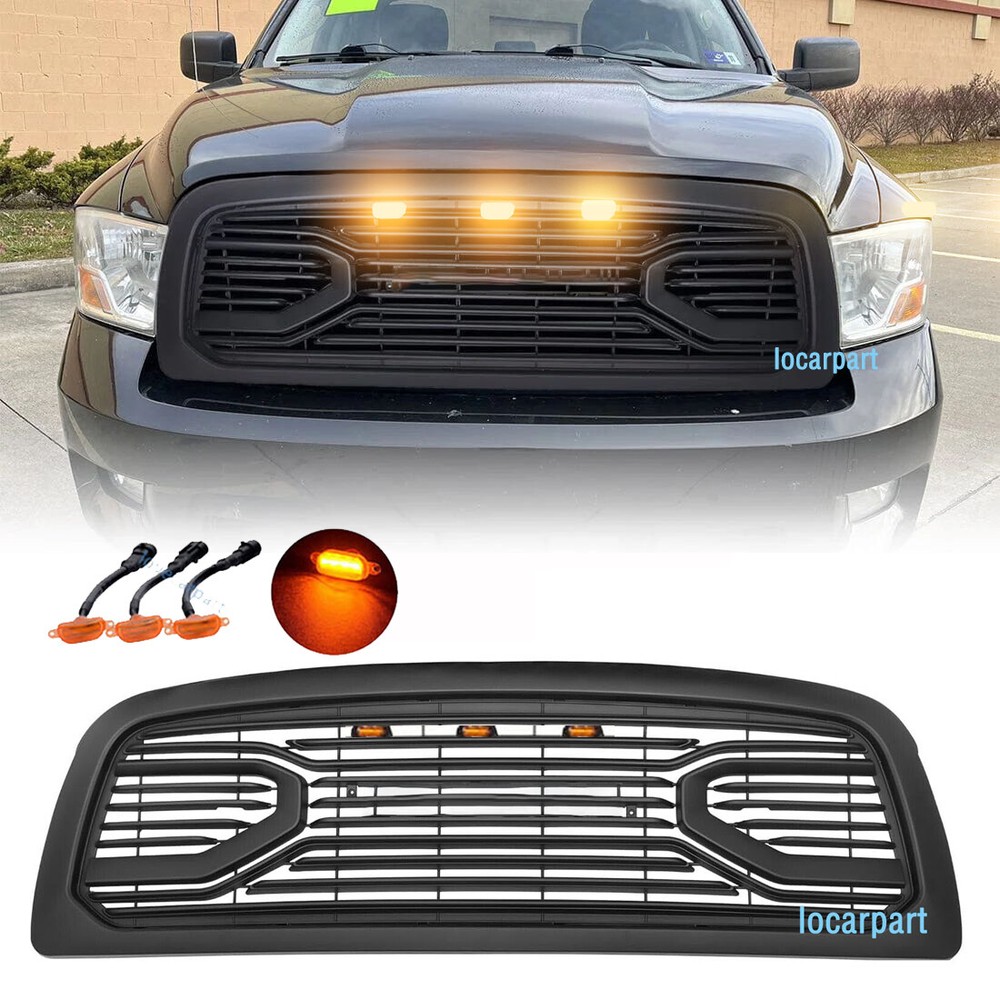 Grill For Dodge Ram 1500 Grill 2002 03 04 2005 Hood Bumper Grille W/Letter+LED