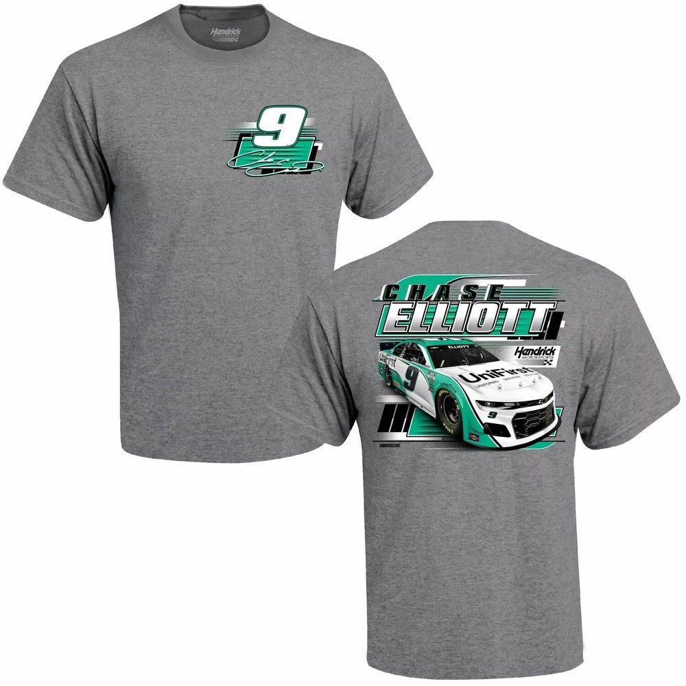 Chase Elliott #9 Unifirst Nascar Cup Gray Short Sleeve Tee Shirt