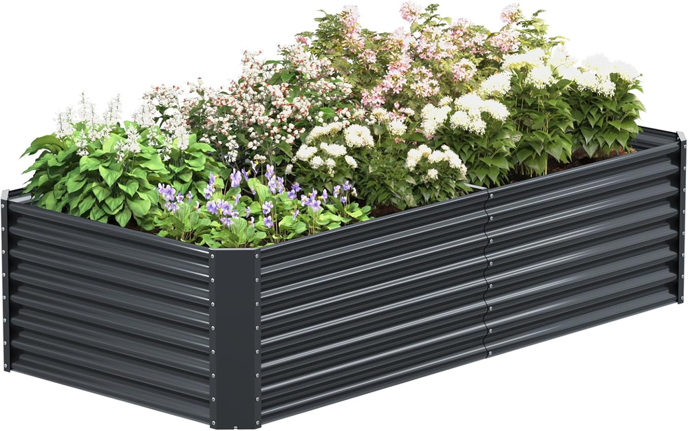 8FT(L)×4FT(W)×2FT(H) Raised Garden Bed Outdoor for Flower, Garden Planter Box...