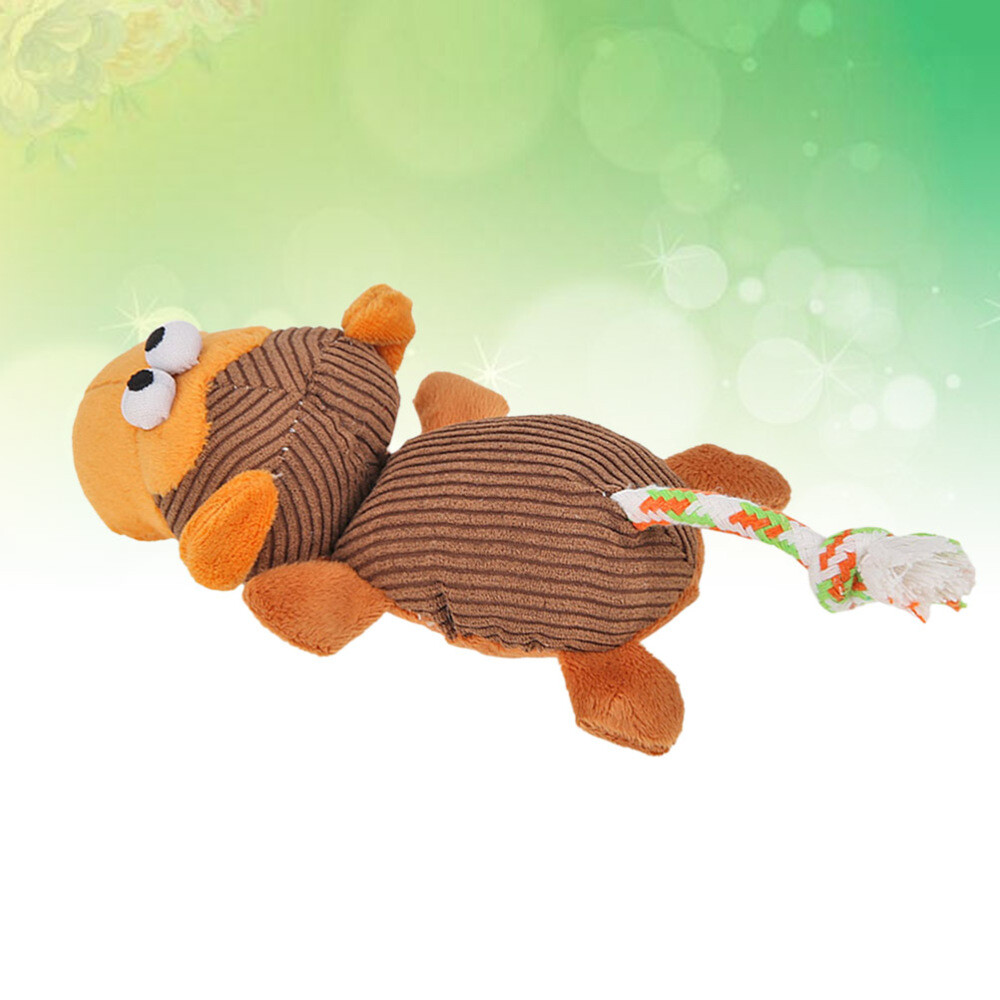 Animal Shaped Pet Dog Plush Toy Funny Squeak Sound Toy (Brown Monkey)