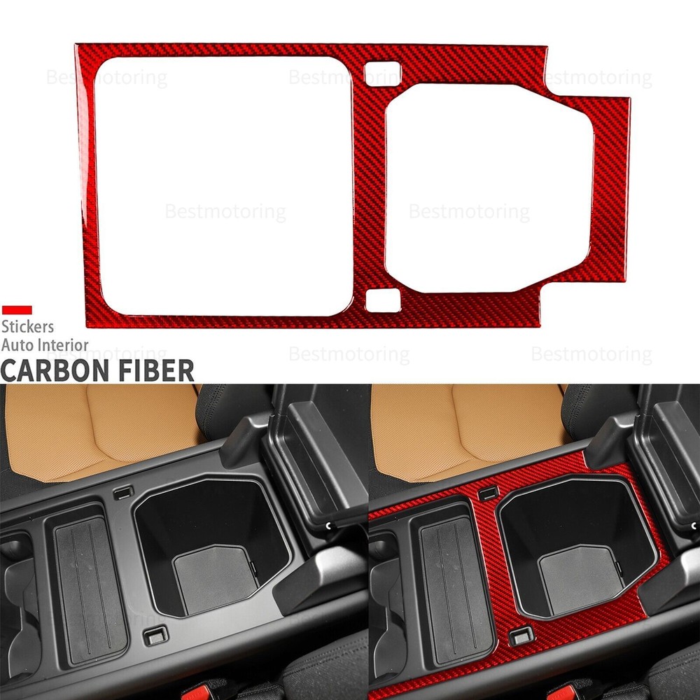 Red Carbon Fiber Console Water Cup Holder Cover For Land Rover Defender 2020-24