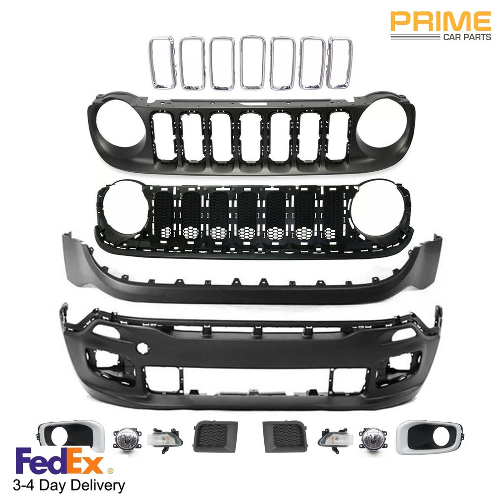 New Front Bumper Kit Grill W/Fog Light Turn Lamp Set For 2015-2018 Jeep Renegade
