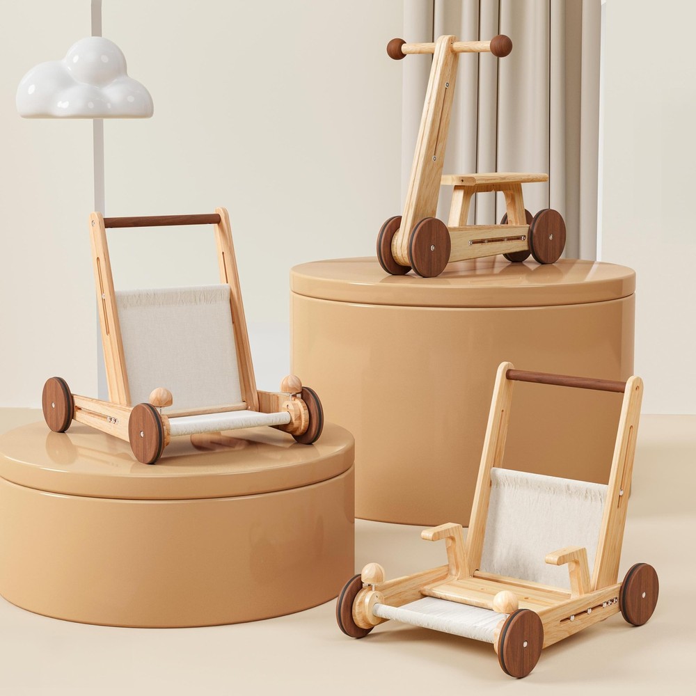 Wooden Baby Walker 4-in-1 Montessori Toddler Push Balance Bike Educational Gift