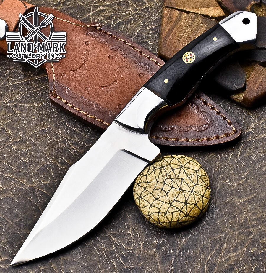 Custom D2 Steel Hunting Skinner Knife with Black Beauty Handle