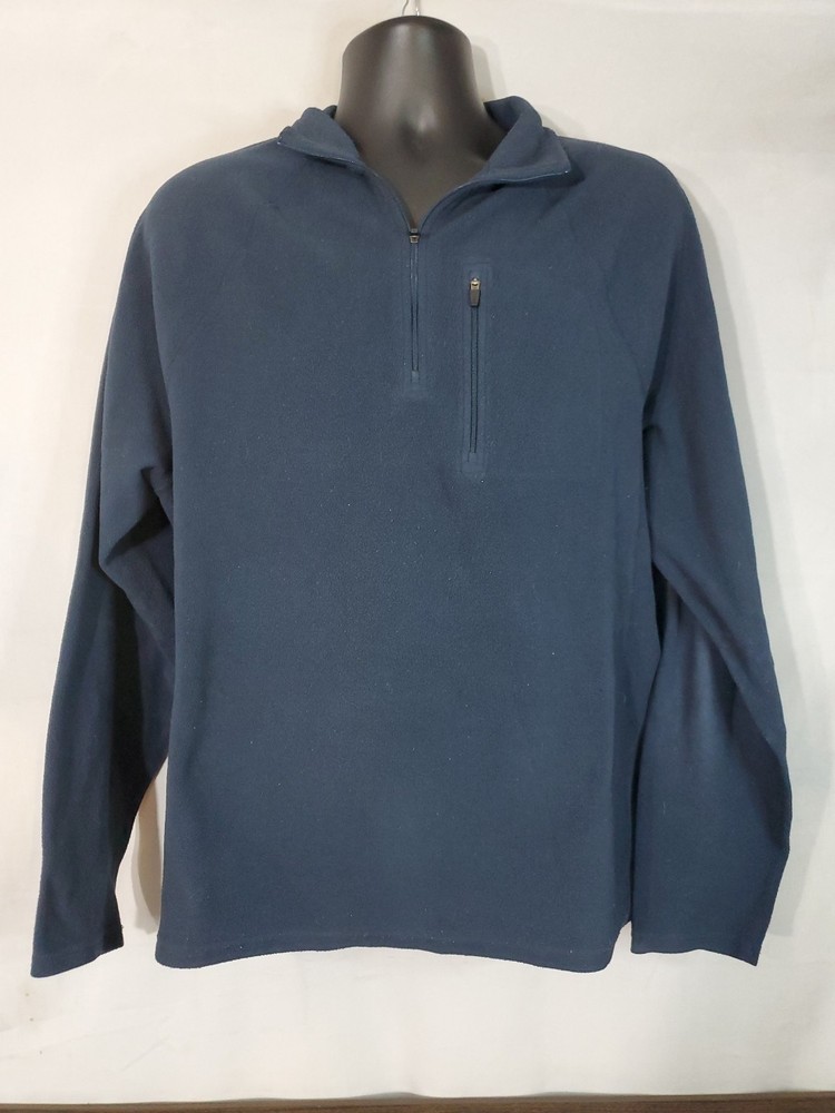 L.L Bean Sweater Men's Size Large Long Sleeve 1/4 Zip Pullover Blue Mock Neck