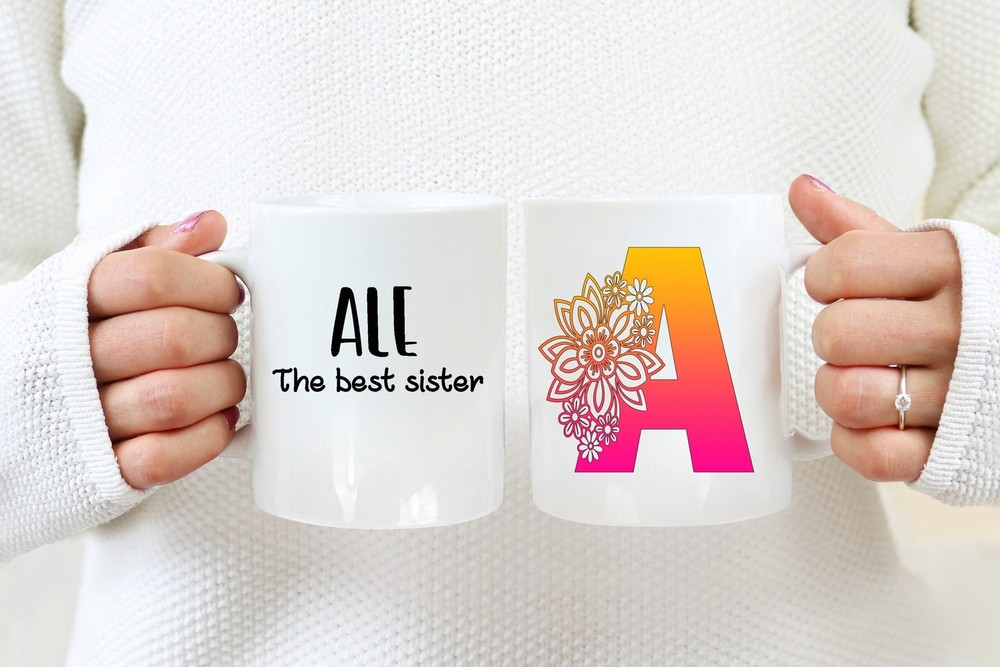 Personalized Initial Mug Floral Letter Alphabet Mug Letter A Mug Custom Mug