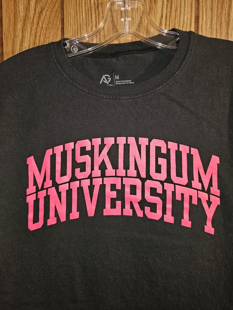 Muskingum University Older Style Medium Womens Black Graphic Logo Tshirt NCAA