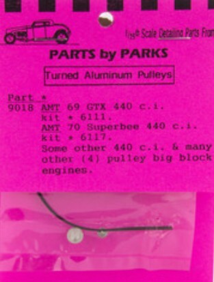 Parts By Parks 9018 1/24-1/25 Pulley Set Chrysler & Ford Big Block (Spun Alumin
