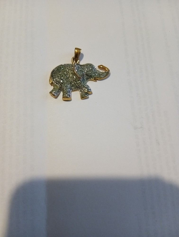 Studded Gold Plated Elephant Charm Necklace Pendant