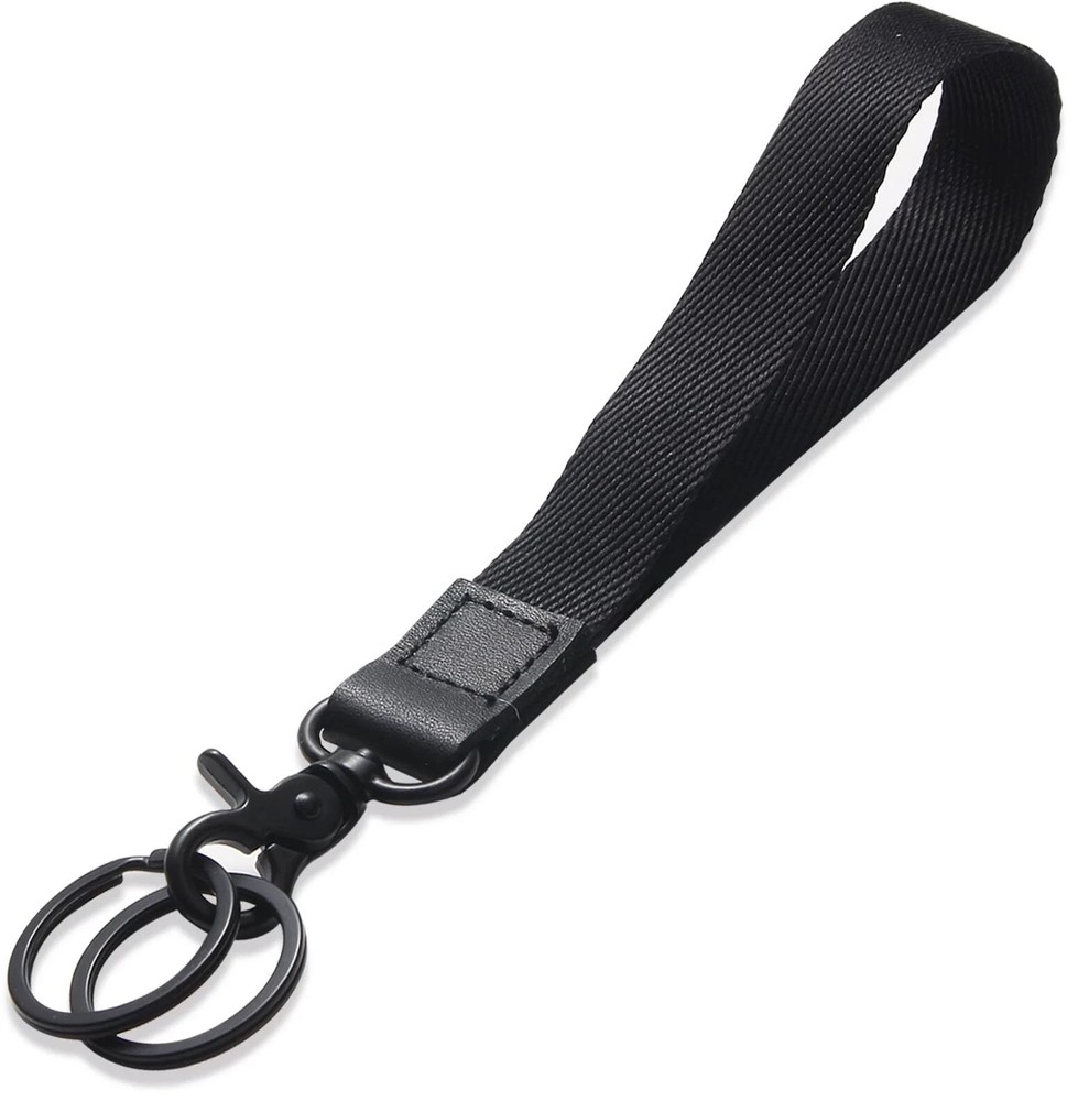 Black Wristlet Keychain Short Lanyard for Car Keys Men Women