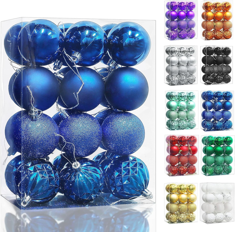 Christmas Ball Ornaments,Xmas Tree Decorations, Holiday Hanging Balls Blue 2.36