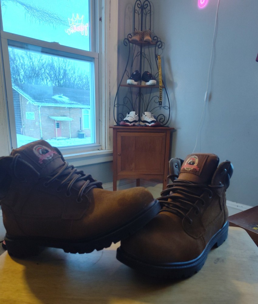 Brahma Boots Mens Bravo Waterproof Soft Toe Work size 8.5 tan suede leather hike
