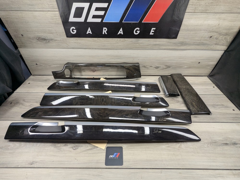 13-15 OEM BMW F02 750 Center Console Dash Door Trims Wood SET