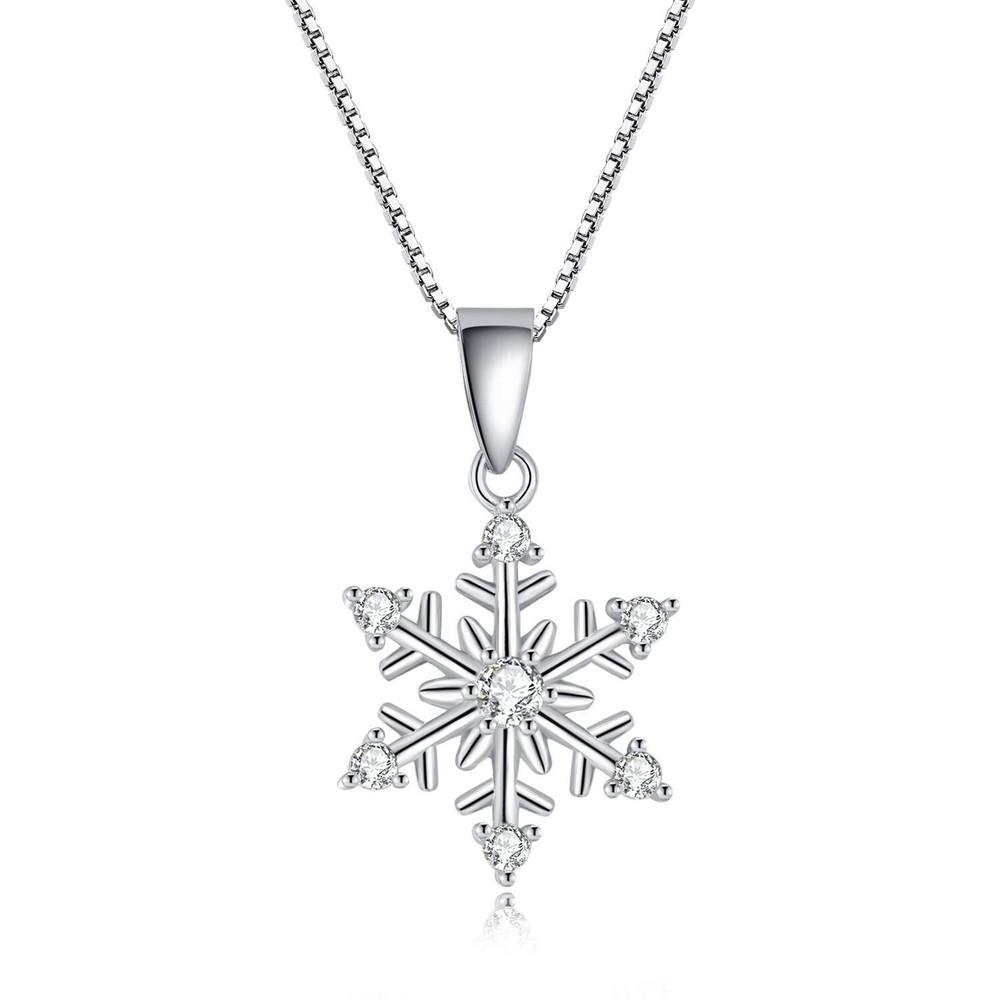 925 Sterling Silver Snowflake Jewelry Set for Women with Stud Earrings