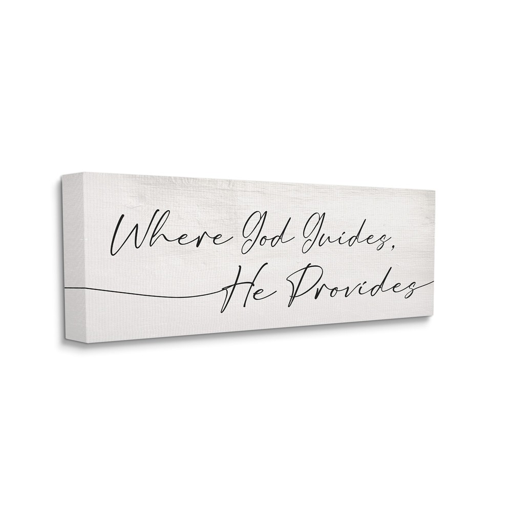 Stupell Where God Guides He Provides Soft Spiritual Proverb Black 13 x 30