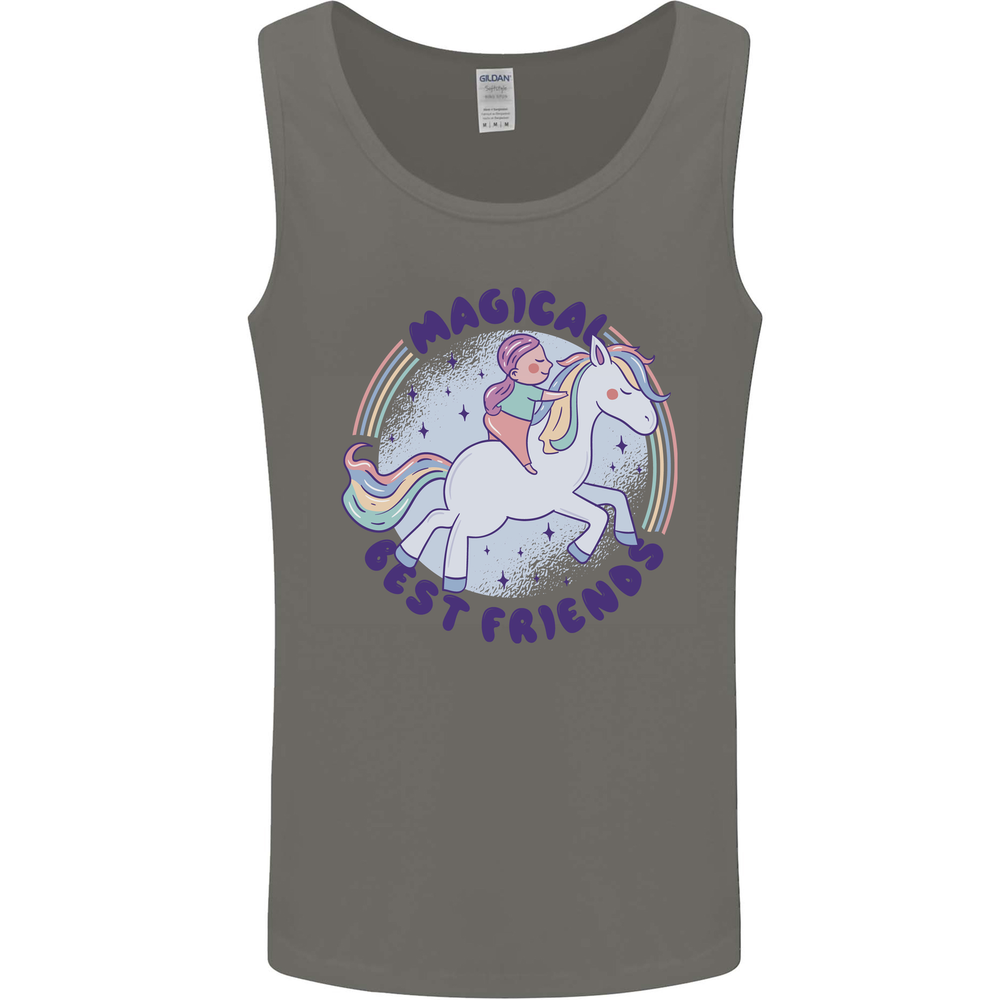 Magical Friends a Girl Riding a Unicorn Mens Vest Tank Top