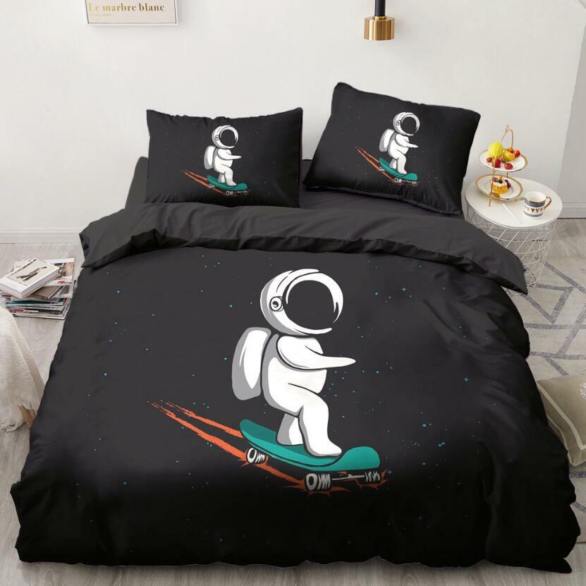 3D Astronaut Scooter NAO588 Bed Pillowcases Quilt Duvet Cover Set Queen King Fay