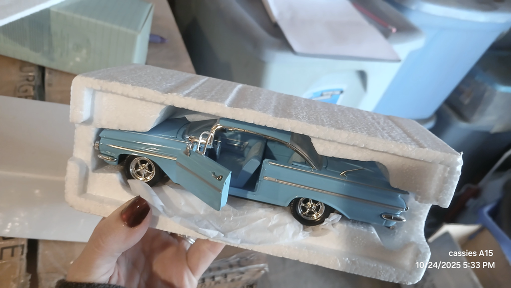vintage motor museum mint 1959 light blue chevy impala.