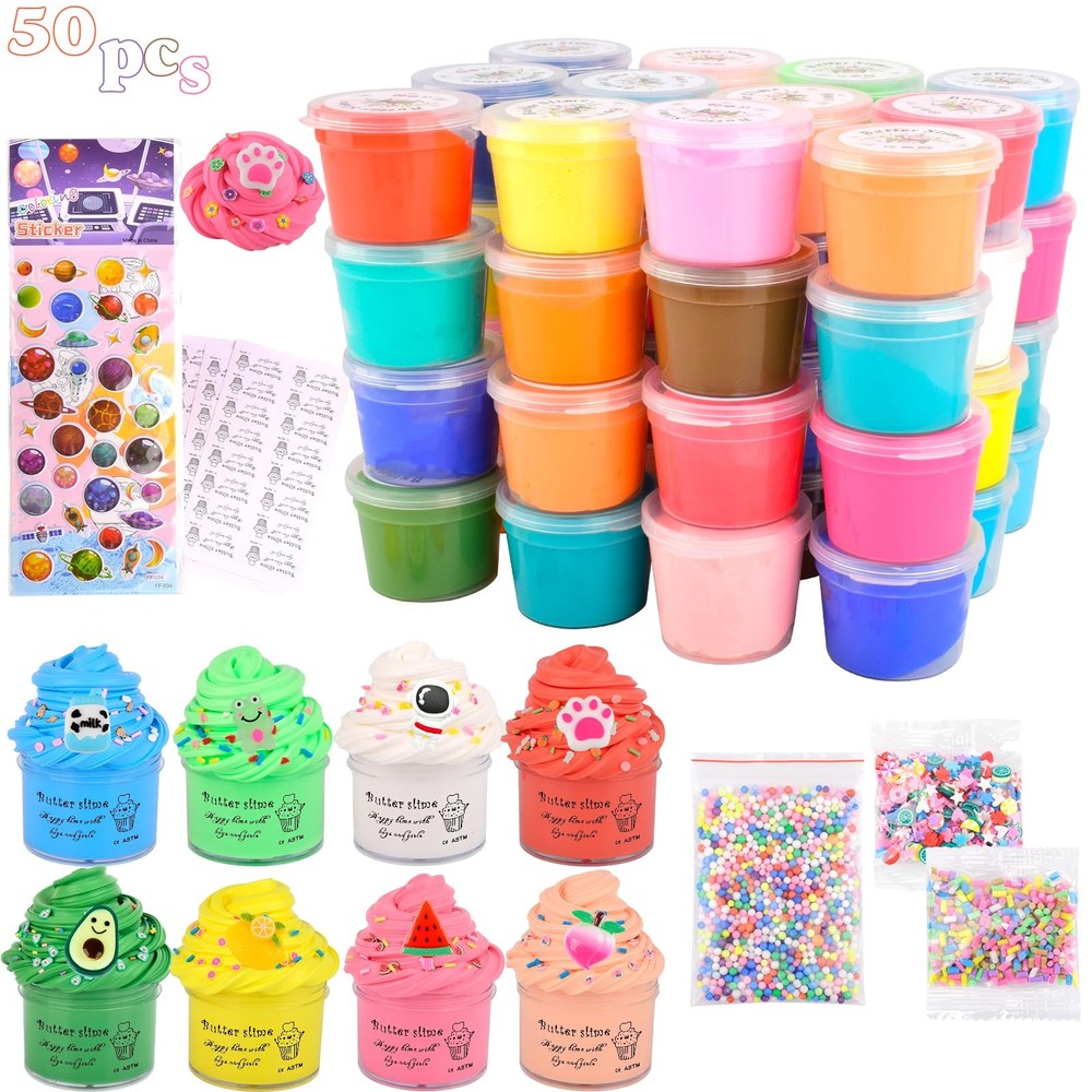 50-Piece DIY Scented Butter Slime Kit for Kids Ages 4-12 - Fun Putty Toy Set