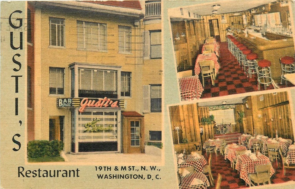 1952 Washington DC Gusti's Restaurant Multi View MWM linen Postcard 25-8955