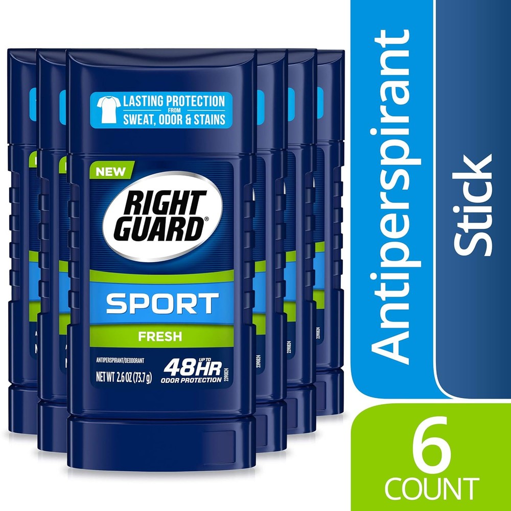 Right Guard Sport Antiperspirant Deodorant Invi Solid Stick Fresh 2.6oz (6 Pack)