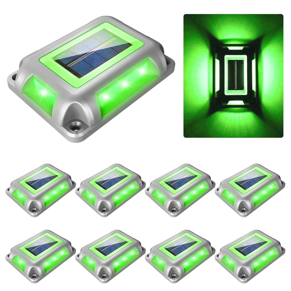 Solar Green Deck Lights Driveway Dock Lights St. Patrick's Day Decor Light- 8...