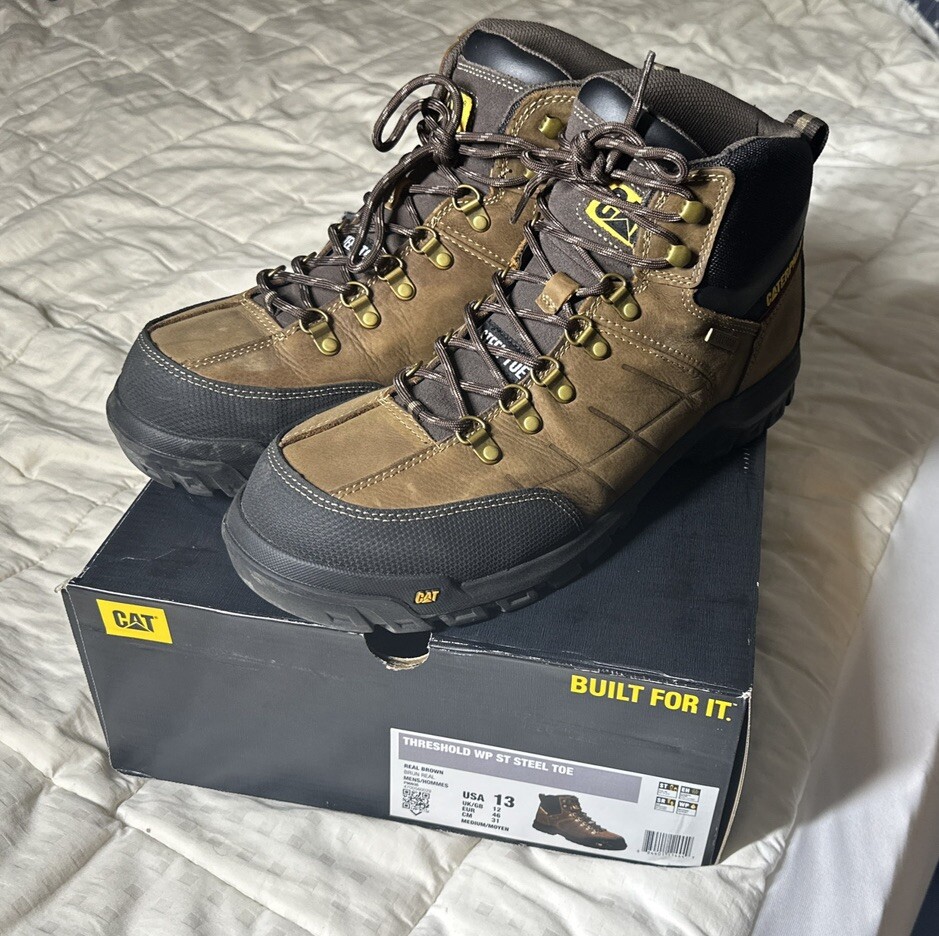 Men's CAT Threshold Waterproof Steel Toe Work Boots Size 13 US