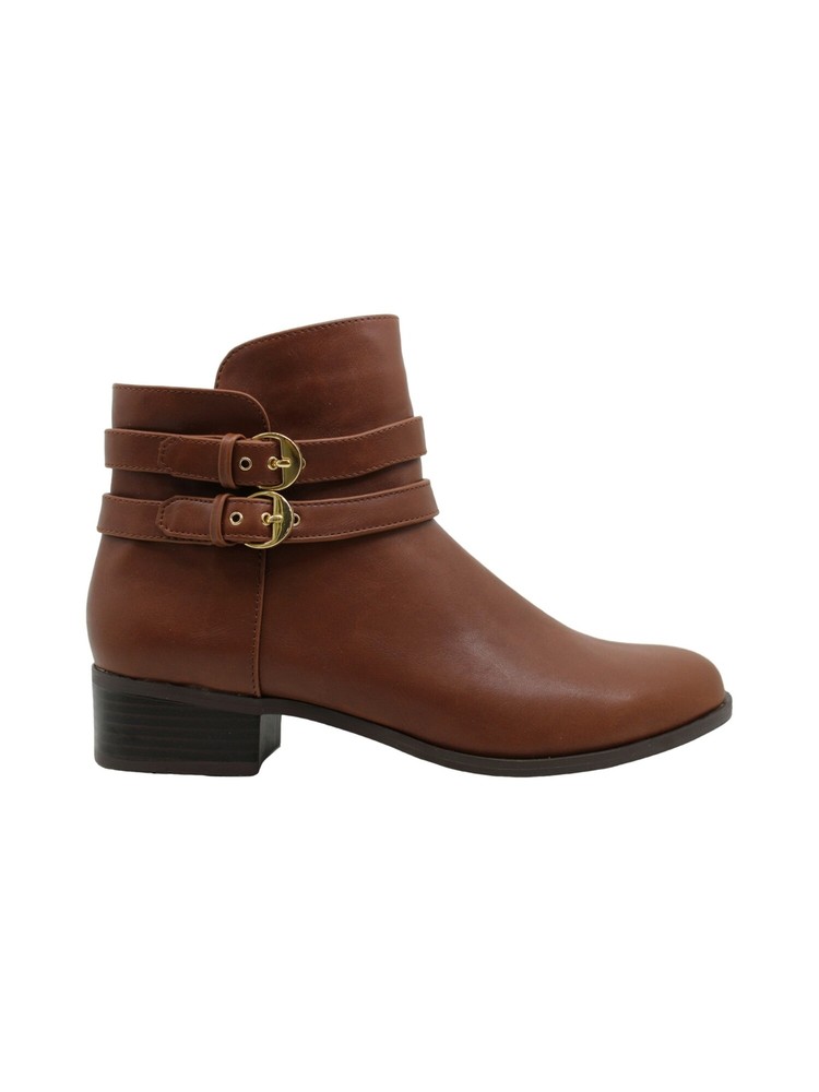 CHARTER CLUB Womens Brown Jaimee Round Toe Stacked Heel Zip-Up Booties 5.5 M