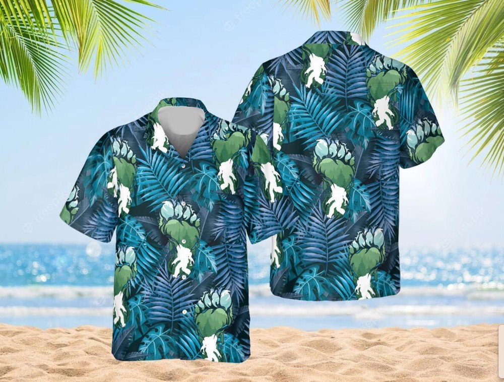 Sasquatch Hawaii Shirt Hawaiian Shirt Sasquatch Surfing Shirt Palm Tree Shirt