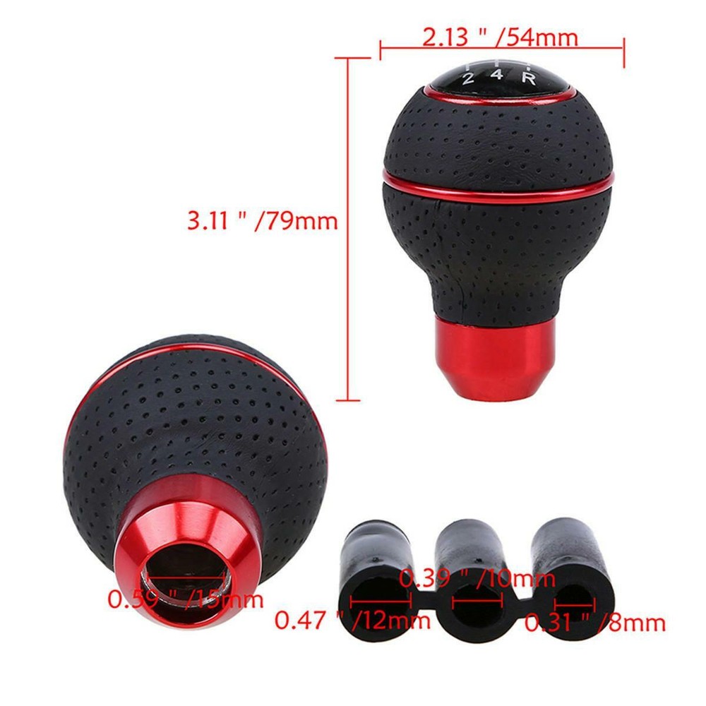 5 Speed Aluminum Manual Car Gear Stick Shifter Lever Leather Gear Shift Knob Red