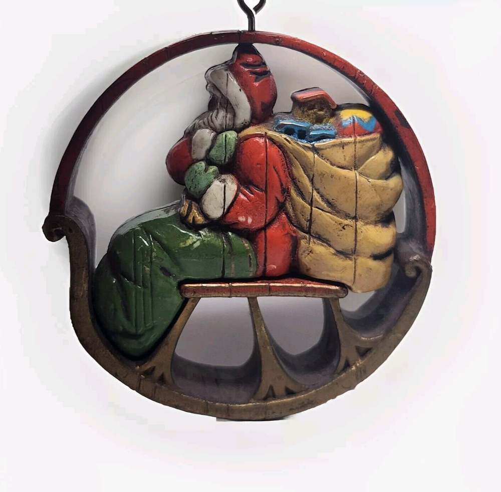 Vintage 1975 Hallmark Santa on Sleigh Tree Trimmer Ornament 3 Inch Nostalgic Collectible