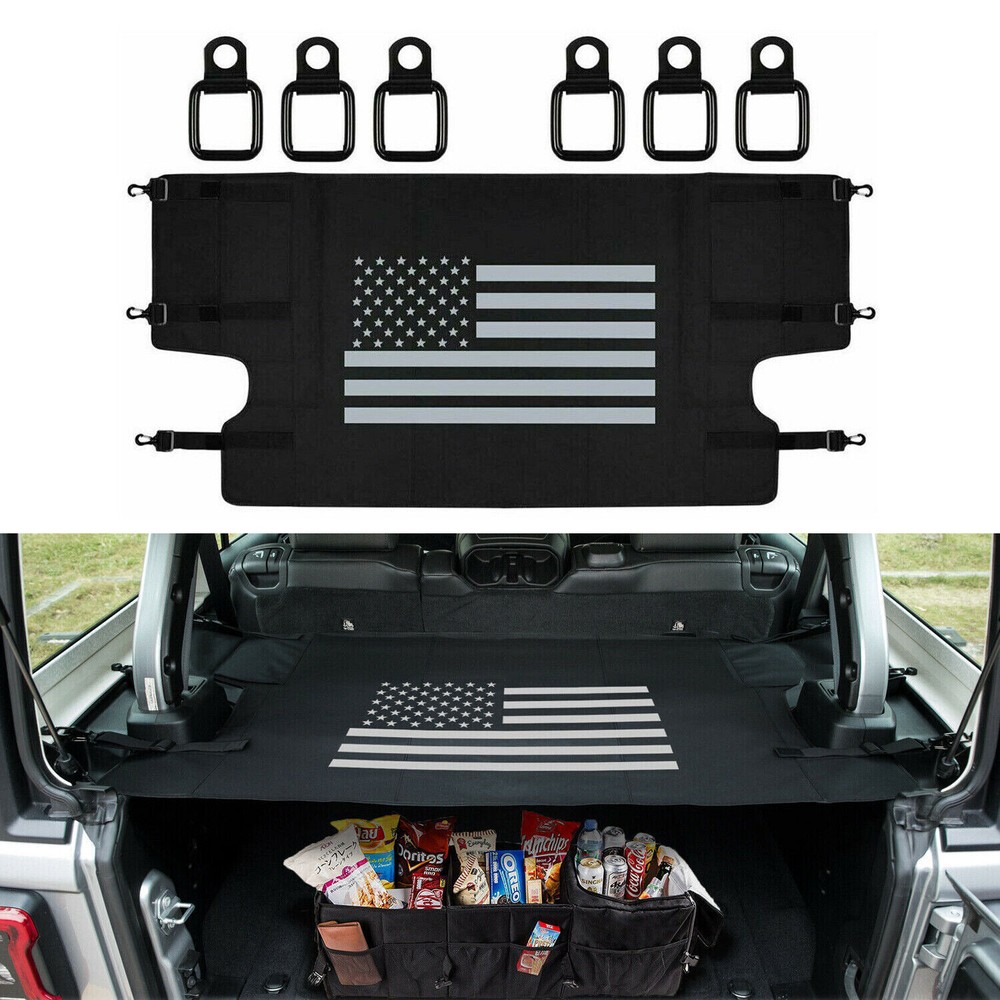 Cargo Cover Rear Trunk Luggage Shade US Flag for 07-18 Jeep Wrangler JKU 4 Door