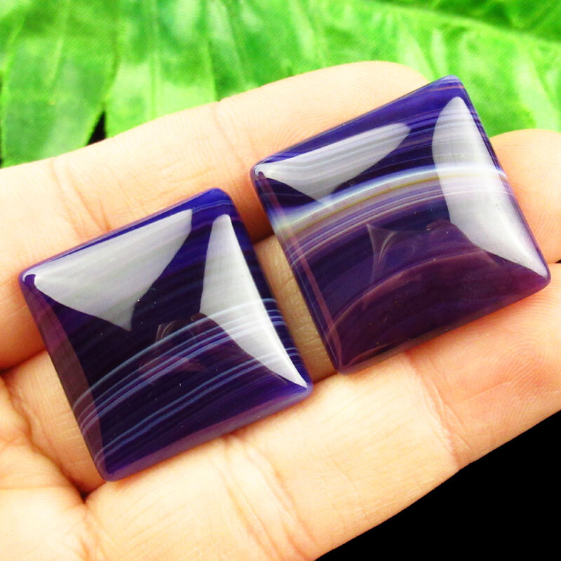 2Pcs 25x25x6mm Purple Onyx Agate Square Cab Cabochon Q07531