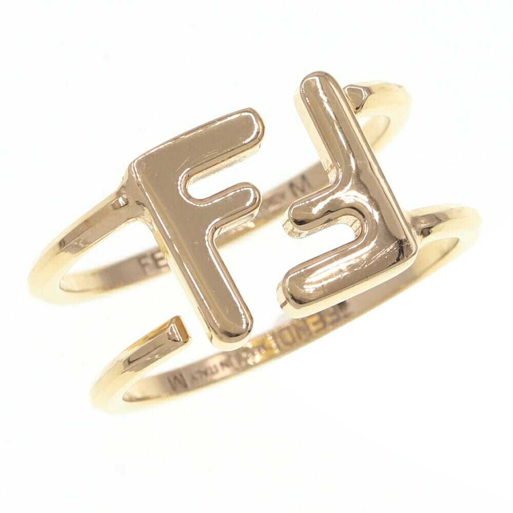 RARE FENDI FF Logo Double Ring in Gold Metal Size M Pre-Owned