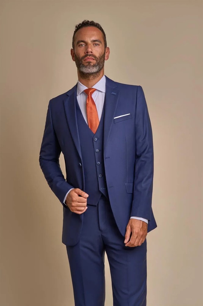 Cavani Men’s Formal Slim Fit Suit in Navy Blue 3 PC Set Clearance Sale Was £225-image