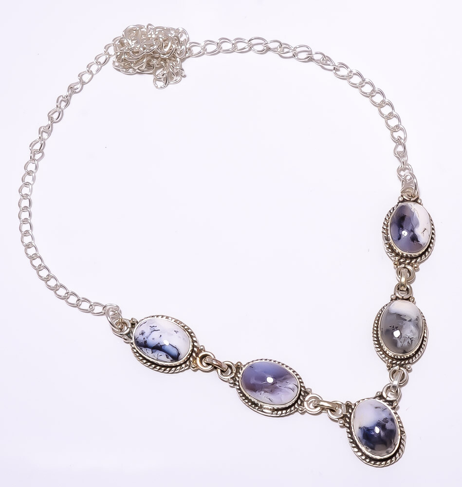 Tennis Dendritic Opal Gemstone 925 Sterling Silver Necklace 17.99
