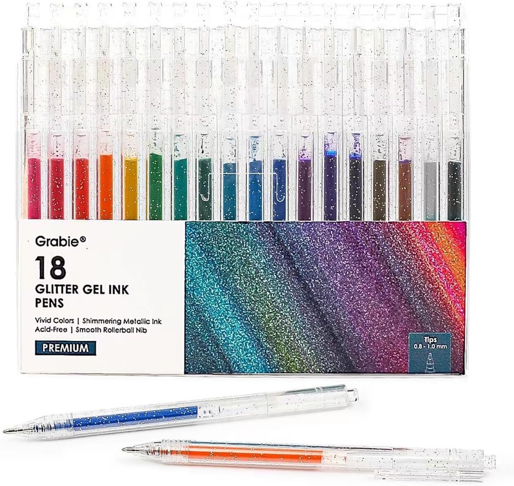Grabie glitter gel pens 18 18 Colors Retractable Glitter Gel Ink Pens