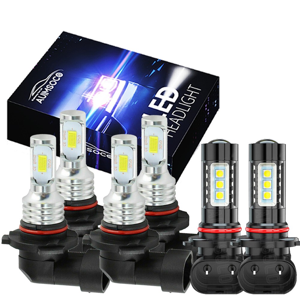 For GMC Sierra 1500 2500HD 2004 2005 2006 LED Headlight + Fog Light Bulbs Combo